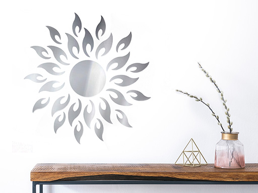 Zrkadlové slnko samolepka na stenu, Zrkadlové slnko nálepky na stenu, Zrkadlové slnko dekorácie na stenu, Zrkadlové slnko samolepiaci dekor na steny, Zrkadlové slnko samolepiace tapety na stenu