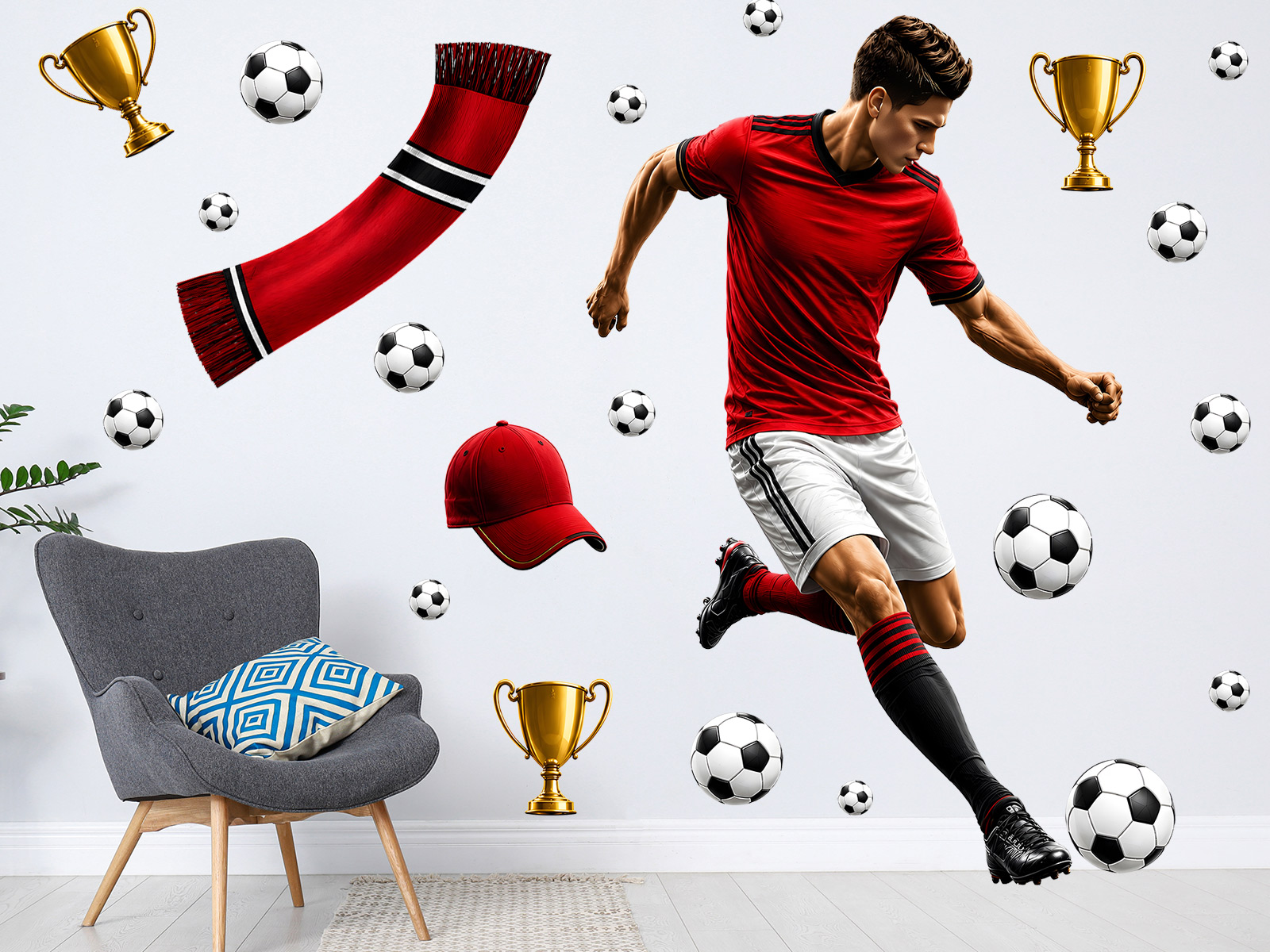 Nálepky na stenu s futbalistom z Manchesteru United, Dekorácie na stenu s futbalistom z Manchesteru United, Samolepiace dekorácie na stenu s futbalistom z Manchesteru United, Nálepky na stenu s futbalistom z Manchesteru United