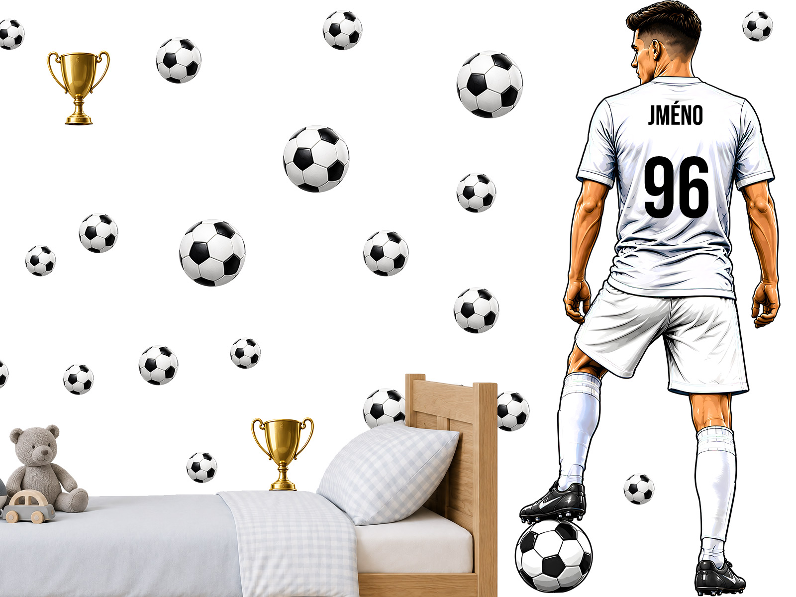 Nálepky na stenu s menom futbalistu podľa želania, Dekorácia na stenu s menom futbalistu podľa želania, Samolepiaca dekorácia na stenu s menom futbalistu podľa želania, Nálepky na stenu s menom futbalistu podľa želania