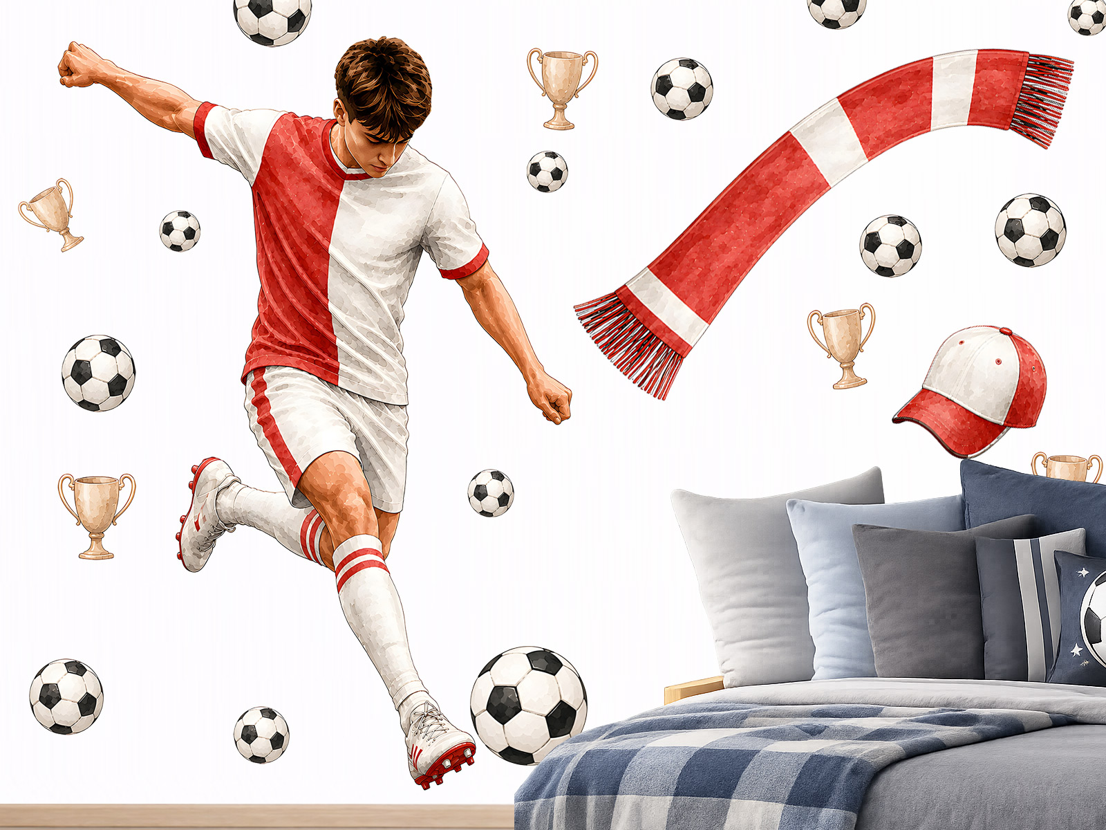 Nálepky na stenu s motívom futbalistu Slavia Praha, Dekorácie na stenu s motívom futbalistu Slavia Praha, Samolepiace dekorácie na stenu s motívom futbalistu Slavia Praha, Nálepky na stenu s motívom futbalistu Slavia Praha